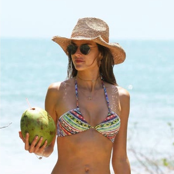 Ale by Alessandra Arabella Raffia Feather Beaded Cowboy Hat UPF 40 Tan One Size - Picture 1 of 11